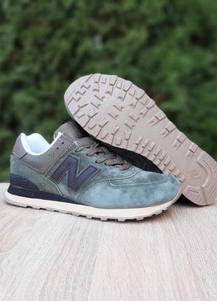 Мужские кроссовки new balance 574 khaki цвета хаки5 фото