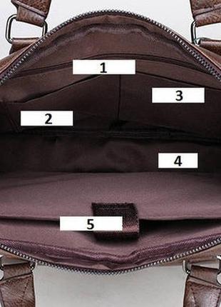 Стильний чоловічий діловий портфель для документів формат а4 чоловіча сумка для планшета ноутбука5 фото