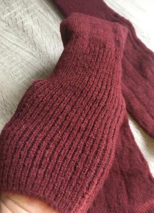 Зимние шерстяные бордовые чулки заколенки  длинные носки + 7 цветов5 фото