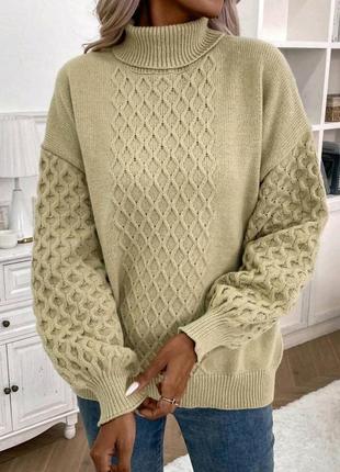 Оливковый теплый свитер2 фото
