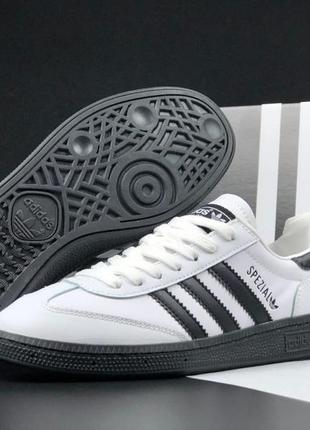 Мужские кроссовки adidas spezial white black белого с черными цветами