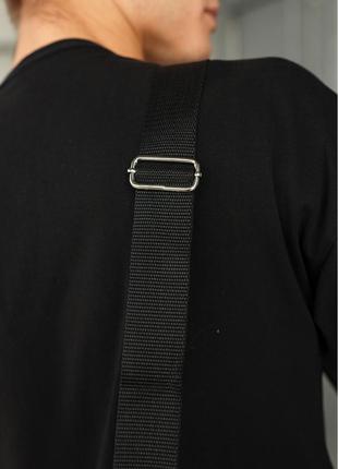 Мужская сумка через слинг плечо brooklyn черная с перфорацией экокожа5 фото