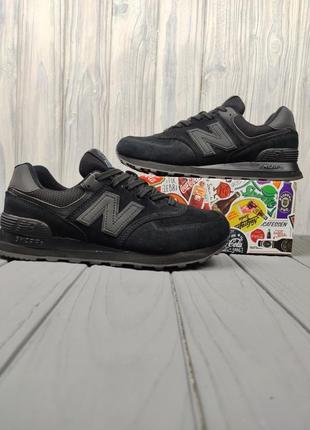 New balance 574 suede triple black2 фото