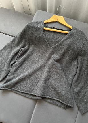 Теплый свитер с v-вырезом с шерстью оверсайз4 фото