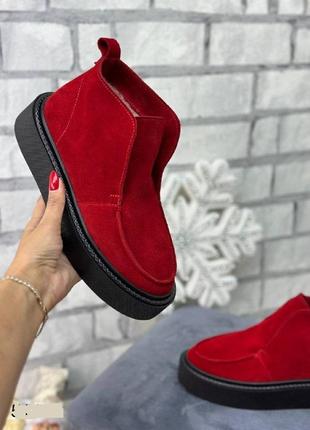 Лофери жіночі зимові черевики замшеві, набивна вовна, жіночі ботінки багато кольорів...