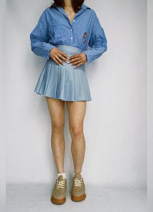 Стильная рубашка синяя в полоску