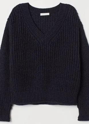 Стильний базовий темно-синій светр