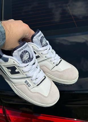 Кроссовки nb 550 white navy blue3 фото