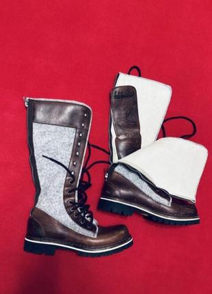 Новые кожаные ботинки сапоги сапоги коричневые с войлоком на шнурках р 39 италия3 фото