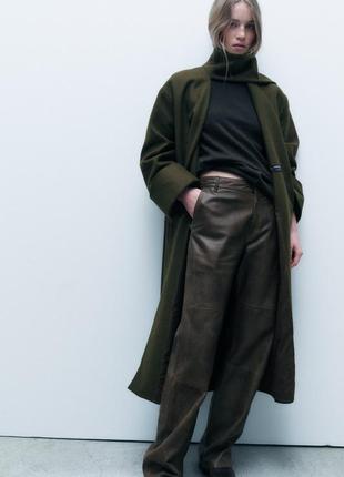 Пальто с шерстью manteco и шарфом - zara zw collection1 фото