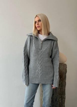 Трендовый удлиненный свитер вязка