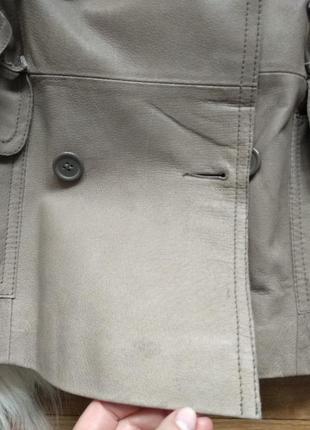 Курточка двубортная кожаная  оливково-бежевого цвета, размер м,s,vila.10 фото