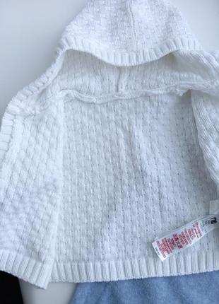 Вязаная кофта с капюшоном для малышей от 0 до 3 месяцев