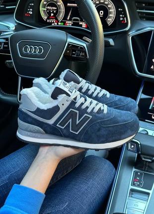Жіночі кросівки new balance 574 fur / нью беленс / утеплені / зимові / з хутром / взуття / замша, хутро / чорні, сірі, білі, сині