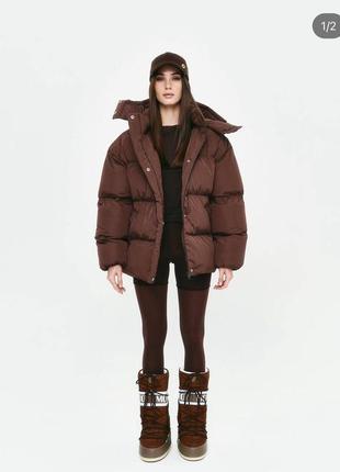 Пуфер коричневий oversize фірми blow fashion2 фото