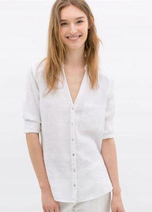 Zara легка тонка лляна льон лен linen lino сорочка рубашка блуза блузка зара zara zara basic, р.l1 фото