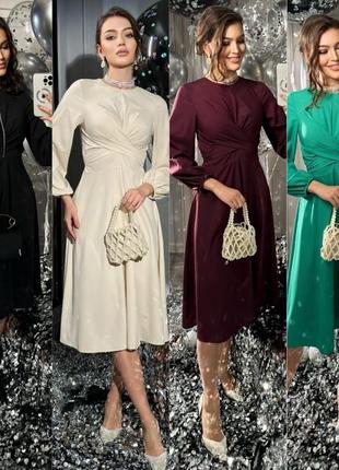 💗🔝💗в наличии 💗🔝💗 платье арт. sv 501панито ткань: евро-софт цвет: бордо,черный, крем, зеленый размер: s, m, l, хл, 2хл2 фото