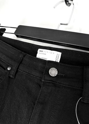 Asos стрейчевые узкие джинсы в глубоком черном цвете.6 фото