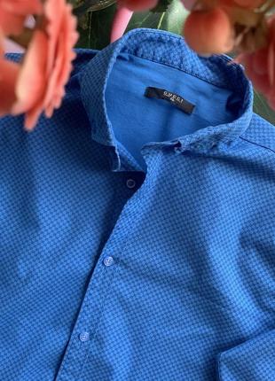 👔чоловіча синя сорочка в стилі gucci/ділова сорочка/приталені чоловіча сорочка/сорочка в офіс👔8 фото