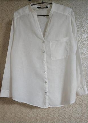 Zara легка тонка лляна льон лен linen lino сорочка рубашка блуза блузка зара zara zara basic, р.l1 фото