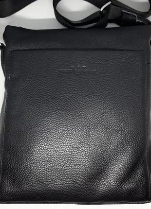 Мужская сумка из натуральной кожи. черная сумка армани. подарок мужчине. подарок на день рождения
