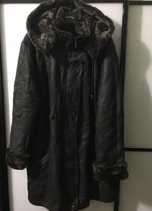 Зимняя теплая кожаная куртка дубленка1 фото