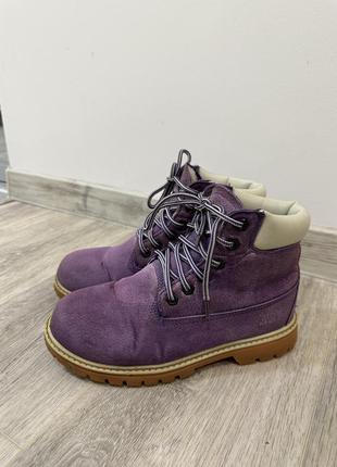 Фиолетовые ботинки тимберленды замшевые зимние на меху1 фото