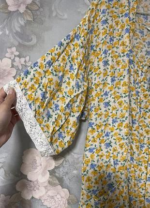 Комплект халат кимоно и ночная рубашка в цветочный принт7 фото