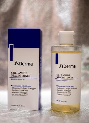 Тонер для комплексного увлажнения с керамидами и коллагеном j'sderma collamide niacin toner1 фото