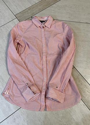 Рубашка женская в полоску tommy hilfiger оригинал бренд классика стильная элегантная натуральная ткань2 фото