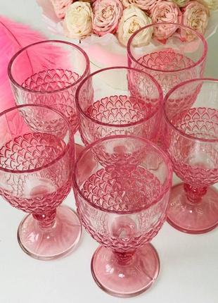 Набор стеклянных бокалов "розовое сердце", 6шт2 фото