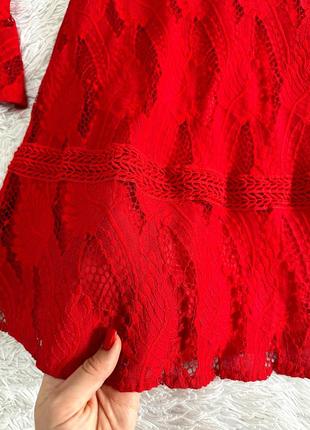 Яркое красное кружевное платье boohoo7 фото