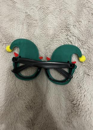 Новорічні окуляри зелені з блискітками новорічний ельф2 фото