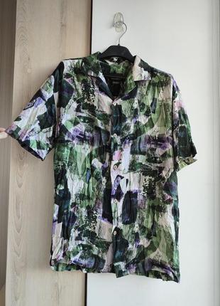 Сорочка гавайська літня гавайка рубаха гавайская рубашка пальмы в пальмах