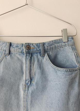Джинсовая юбка с высокой талией denim&co блакитна джинсова спідниця з високою посадкою4 фото