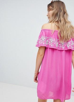 Новое платье из жатой ткани цвета фуксии asos accessorize плаття з квітковою вишивкою4 фото