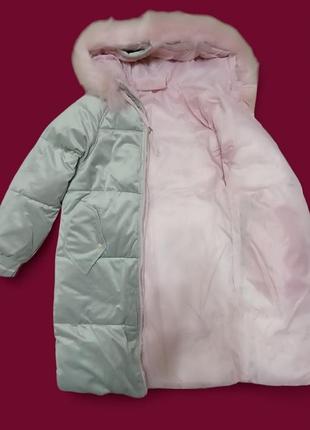 Женский удлиненный зимний бархатный пуховик, парке, куртка серый2 фото