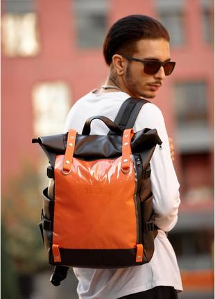 Чоловічий рюкзак sambag rolltop hacking чорно-оранжевий2 фото