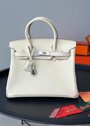 Сумка белая кожаная в стиле birkin hermes4 фото