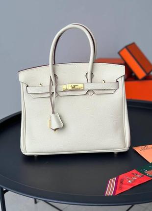 Сумка белая в стиле hermes birkin5 фото