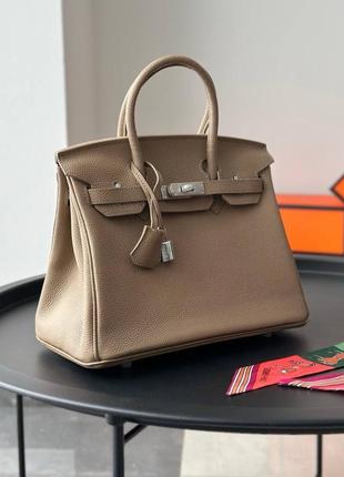 Сумка бежевая кожаная в стиле hermes birkin4 фото