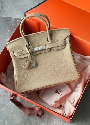 Сумка бежевая кожаная в стиле hermes birkin2 фото