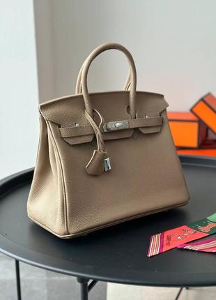 Сумка бежевая кожаная в стиле hermes birkin5 фото