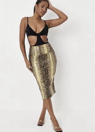 Юбка юбка миди в змеиный принт missguided