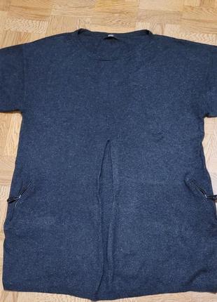 Платье- туника трикотажное темно- серое с коротким рукавом размер l2 фото