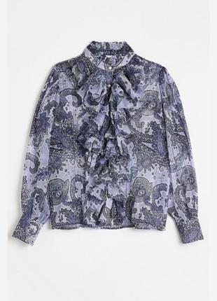 Шикарная блуза пейсли с жабо рюшами