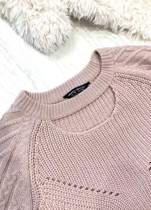 Пудровый свитер select с вырезом на шее6 фото