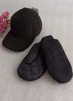 Новий гарний набір тедді: кепка з вушками і теплі рукавички