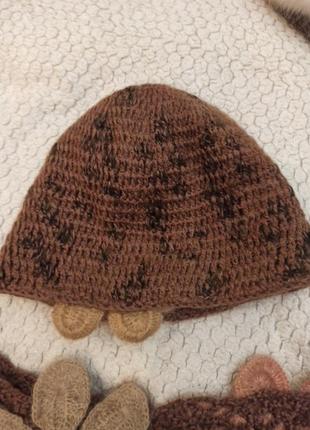 Очень милый вязаный комплект шапки и шарфа в стиле бохо, р.54-598 фото