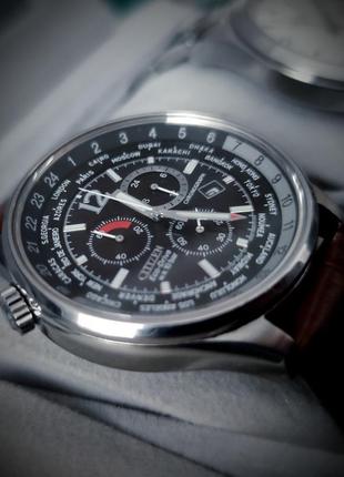 Citizen eco drive chronograph world time at0365-56e3 фото